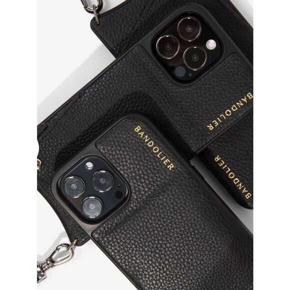 Bandolier Emma Black Leather Crossbody iPhone SE/7/8 Case with Studded Strap - Picture 10 of 12